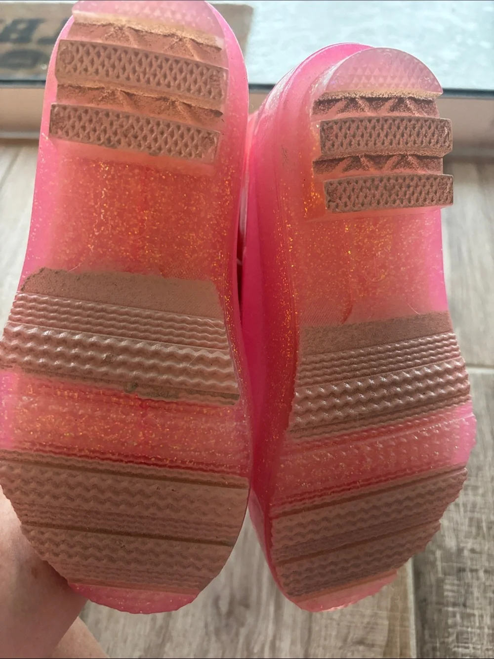 Cat & Jack Kids Glitter Ombre Pink to Yellow Rain Boots size 1 NWT